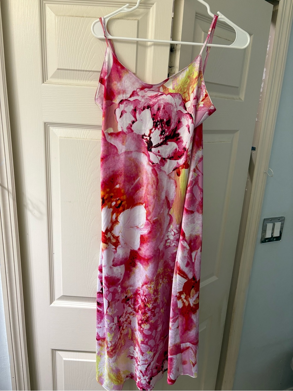 Natori Pink Floral Slip Maxi Dress